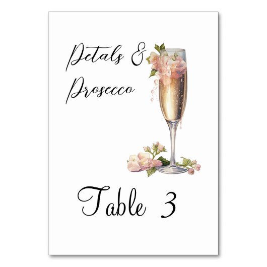 Rosa Brautparty Champagner Party Tischnummer (Vorderseite)