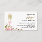 Rosa Brautparty Champagner Rezept Begleitkarte (Vorderseite)