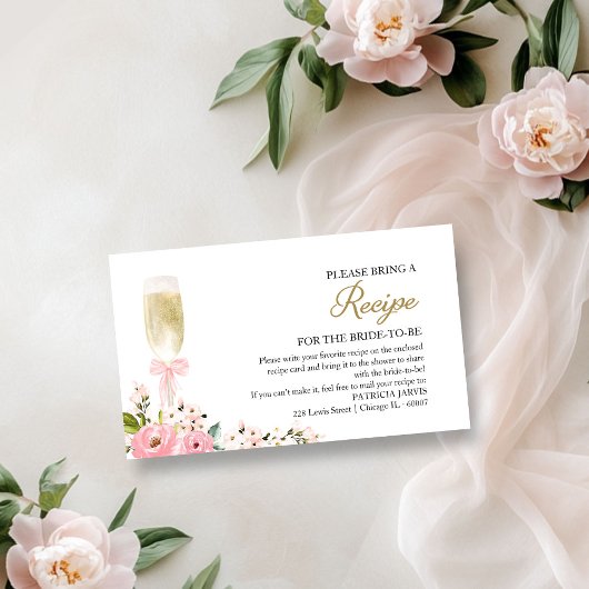 Rosa Brautparty Champagner Rezept Begleitkarte