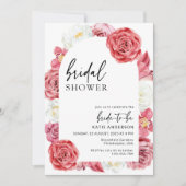 Rosa Brautparty der Blumenarbe Einladung (Vorderseite)