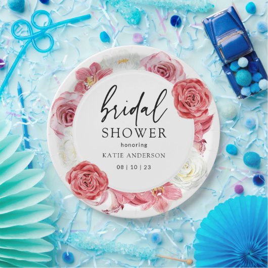 Rosa Brautparty der Blumenarbe Pappteller (Party)