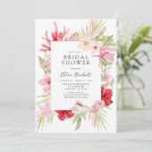 Rosa Brautparty der Muschel des tropischen Meeres Einladung (Stehend Vorderseite)