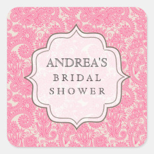 Rosa Brautparty Dessert Tafelmarke Quadratischer Aufkleber