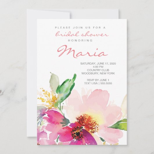 Rosa Brautparty Einladung (Vorderseite)