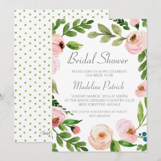 Rosa Brautparty Einladung (Vorne/Hinten)