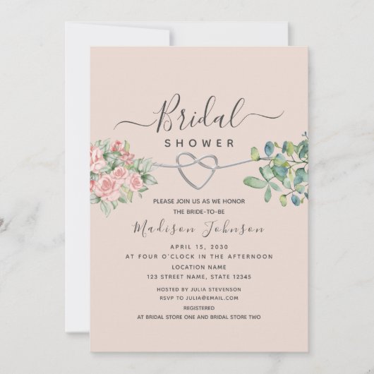 Rosa Brautparty Einladung (Vorderseite)