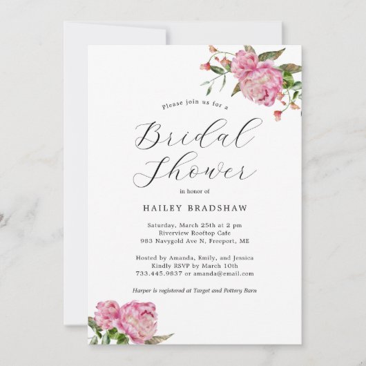 Rosa Brautparty Einladung (Vorderseite)