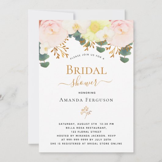 Rosa Brautparty Einladung (Vorderseite)