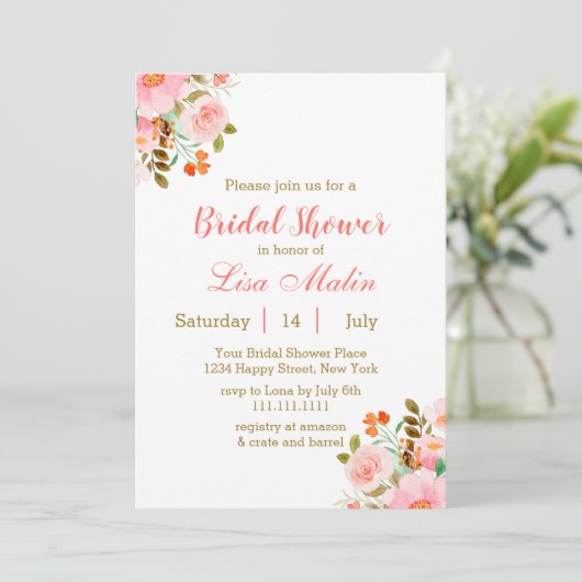 Rosa Brautparty Einladung (Stehend Vorderseite)