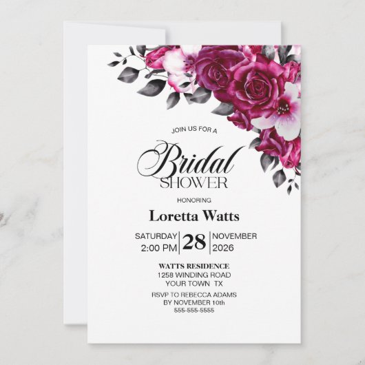 Rosa Brautparty Einladung (Vorderseite)