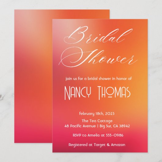 Rosa Brautparty Einladung (Vorne/Hinten)