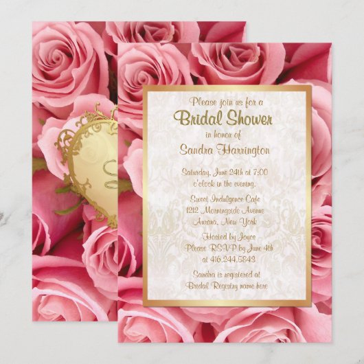 Rosa Brautparty Einladung (Vorne/Hinten)