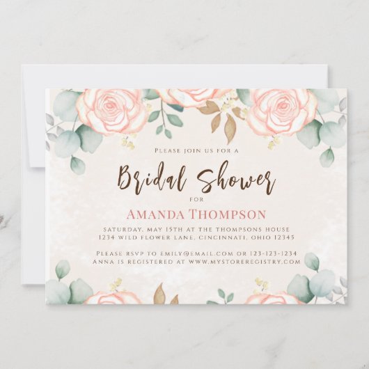 Rosa Brautparty Einladung (Vorderseite)