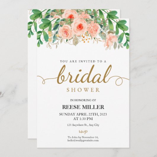 Rosa Brautparty Einladung (Vorne/Hinten)