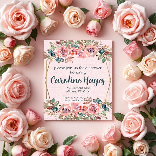 Rosa Brautparty Einladung