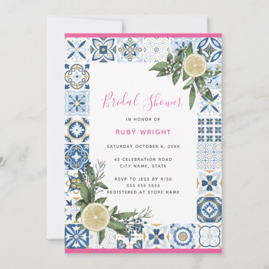 Rosa Brautparty Einladung (Vorderseite)