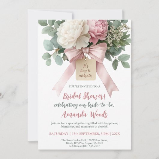 Rosa Brautparty Einladung (Vorderseite)