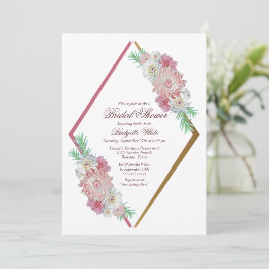 Rosa Brautparty Einladung (Stehend Vorderseite)