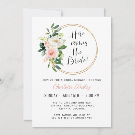 Rosa Brautparty Einladung (Vorderseite)