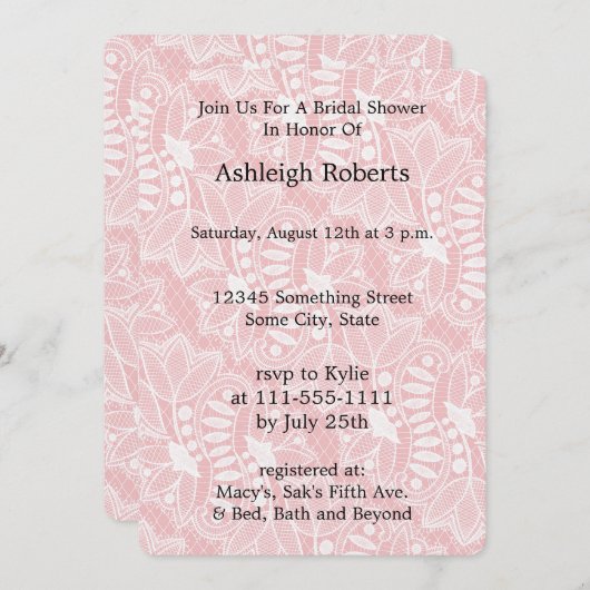 Rosa Brautparty Einladung (Vorne/Hinten)