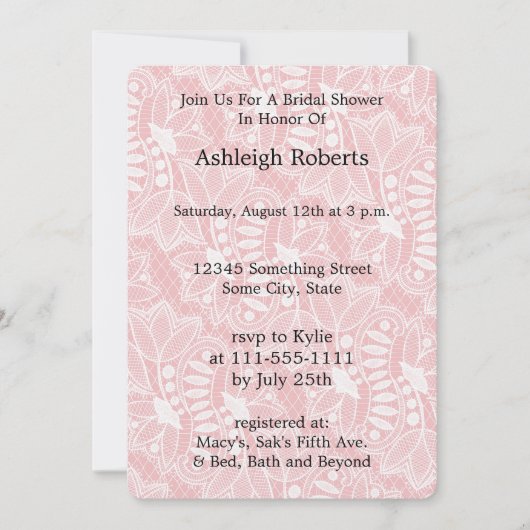 Rosa Brautparty Einladung (Vorderseite)