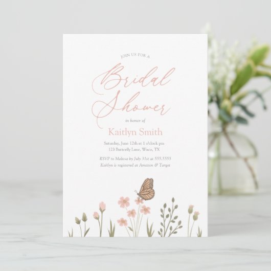 Rosa Brautparty Einladung (Stehend Vorderseite)