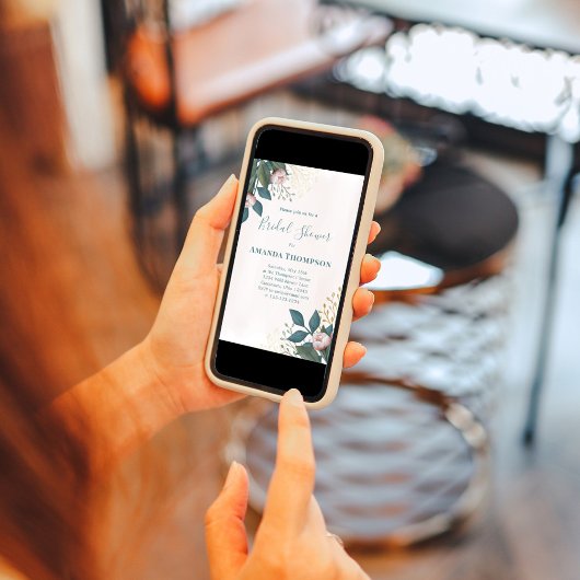 Rosa Brautparty Elegante Blumensprache Einladung