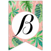 Rosa Brautparty-Flamingo-Blatt n schwarzes Striped Wimpelkette (Zweite Fahne)