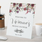 Rosa Brautparty Flora Willkommen Sockelschild (In Situ)