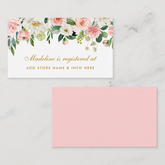 Rosa Brautparty Gold Registrierungskarte Begleitkarte (Vorne/Hinten)