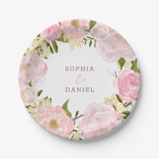 Rosa Brautparty Hochzeitspapier-Teller Pappteller (Vorderseite)