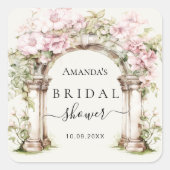 Rosa Brautparty Marmorbogen Quadratischer Aufkleber (Vorderseite)
