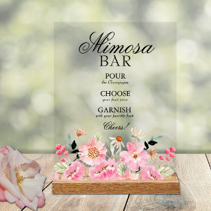 Rosa Brautparty Mimosa Bar Acrylschild