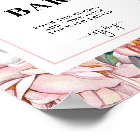 Rosa Brautparty Mimosa Bar Poster (Ecke)
