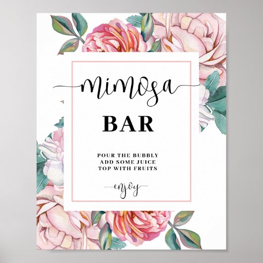 Rosa Brautparty Mimosa Bar Poster (Vorne)