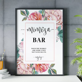 Rosa Brautparty Mimosa Bar Poster