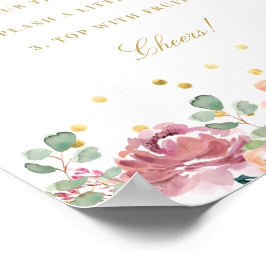 Rosa Brautparty Mimosa Bar Sign Poster (Ecke)