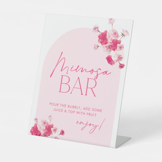Rosa Brautparty Mimosa Bar Sign Sockelschild (Vorderseite)