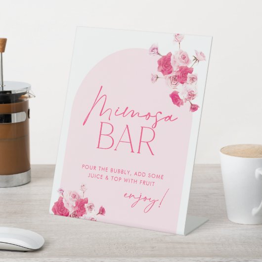 Rosa Brautparty Mimosa Bar Sign Sockelschild (In SItu)