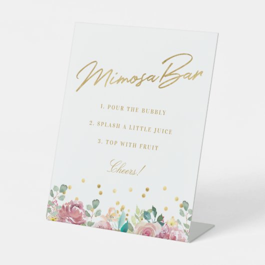 Rosa Brautparty Mimosa Bar Sockelschild (Vorderseite)