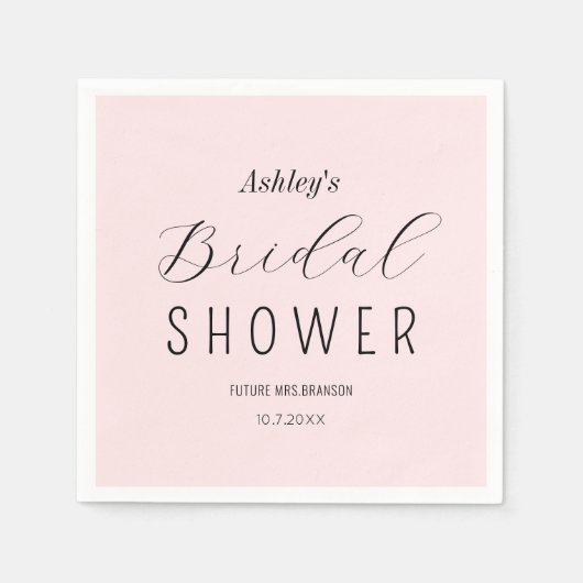 Rosa Brautparty Minimalistisch Serviette (Vorderseite)