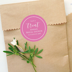 Rosa Brautparty Minimalistische Kalligrafie Runder Aufkleber