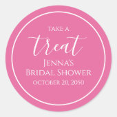 Rosa Brautparty Minimalistische Kalligrafie Runder Aufkleber (Vorderseite)