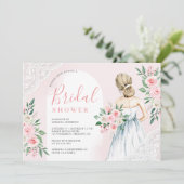 Rosa Brautparty mit blass-weißem Oberteil Einladung (Stehend Vorderseite)
