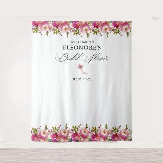 Rosa Brautparty mit Blumen und hohen Absätzen Will Wandteppich (Vorderseite)