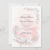 Rosa Brautparty mit Blumenmuster Einladung (Vorderseite)