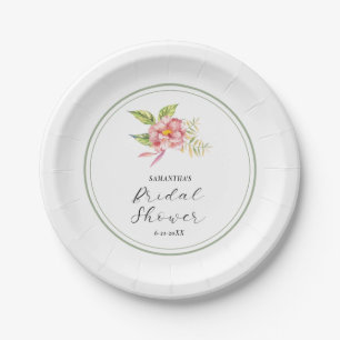 Rosa Brautparty mit floralen und sage Grün Pappteller