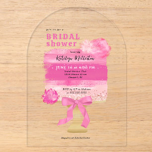 Rosa Brautparty mit Torte Acryleinladungen