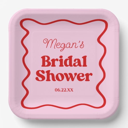 Rosa Brautparty Pappteller (Vorderseite)