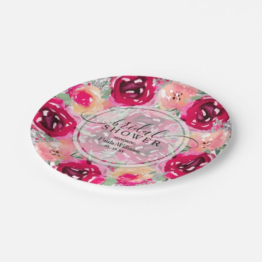 Rosa Brautparty Pappteller (Schrägansicht)